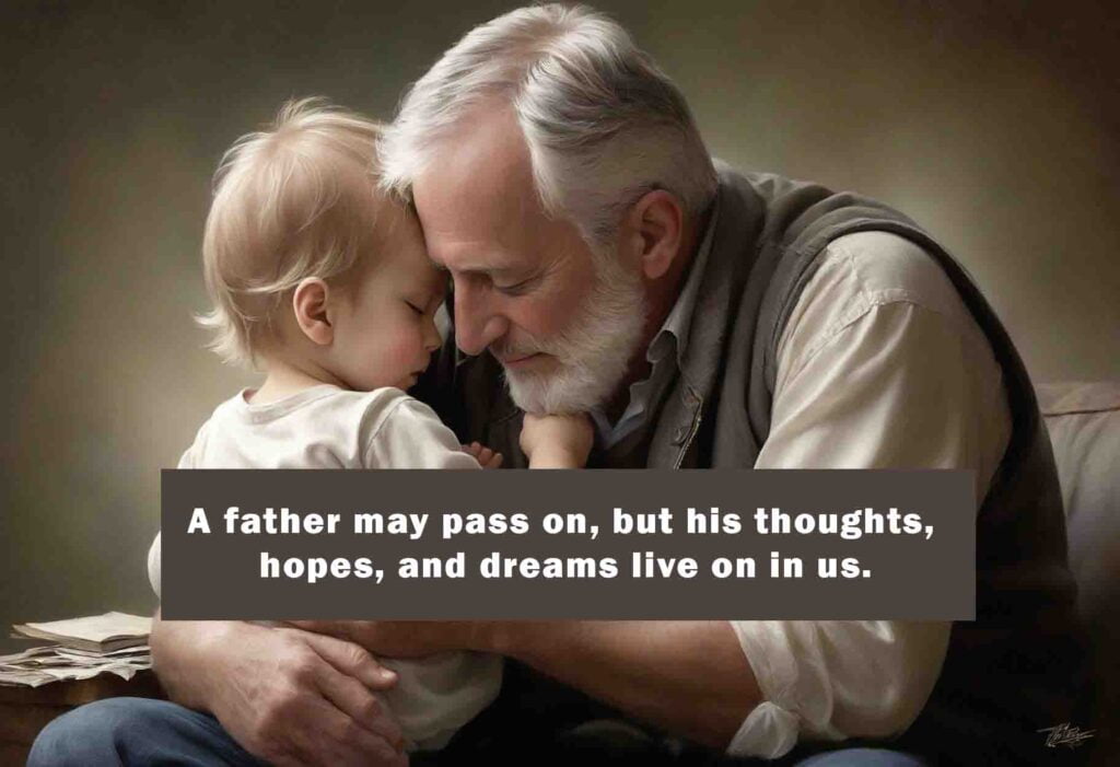 A father may pass on but his thoughts hopes and dreams live on in us