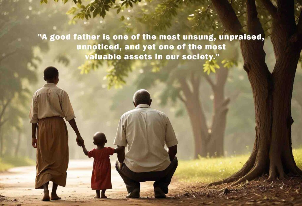 A good father is one of the most unsung unpraised unnoticed and yet one of the most valuable assets in our society