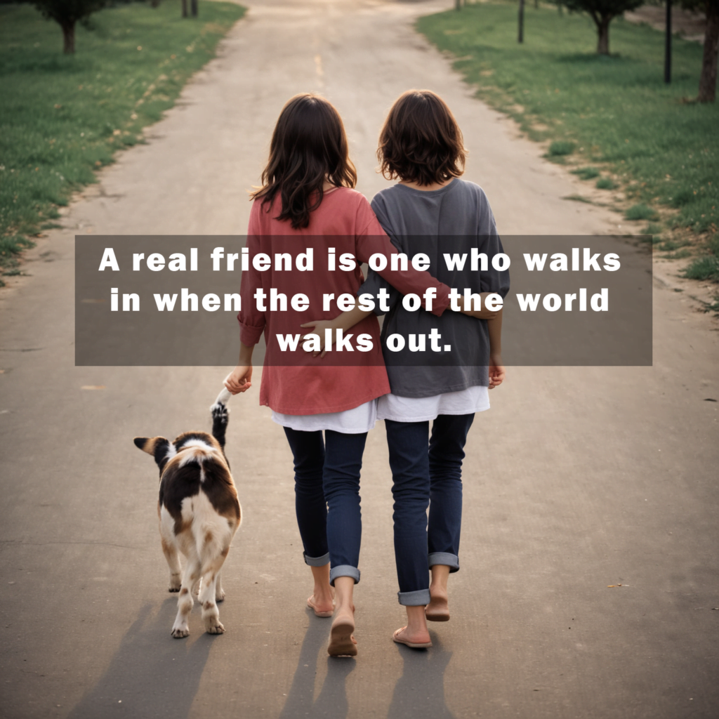 A real friend is one who walks in when the rest of the world walks out