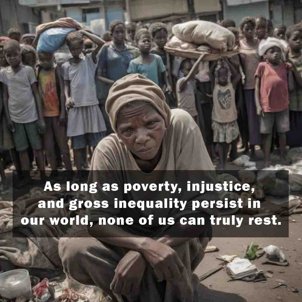 As long as poverty injustice and gross inequality persist in our world none of us can truly rest