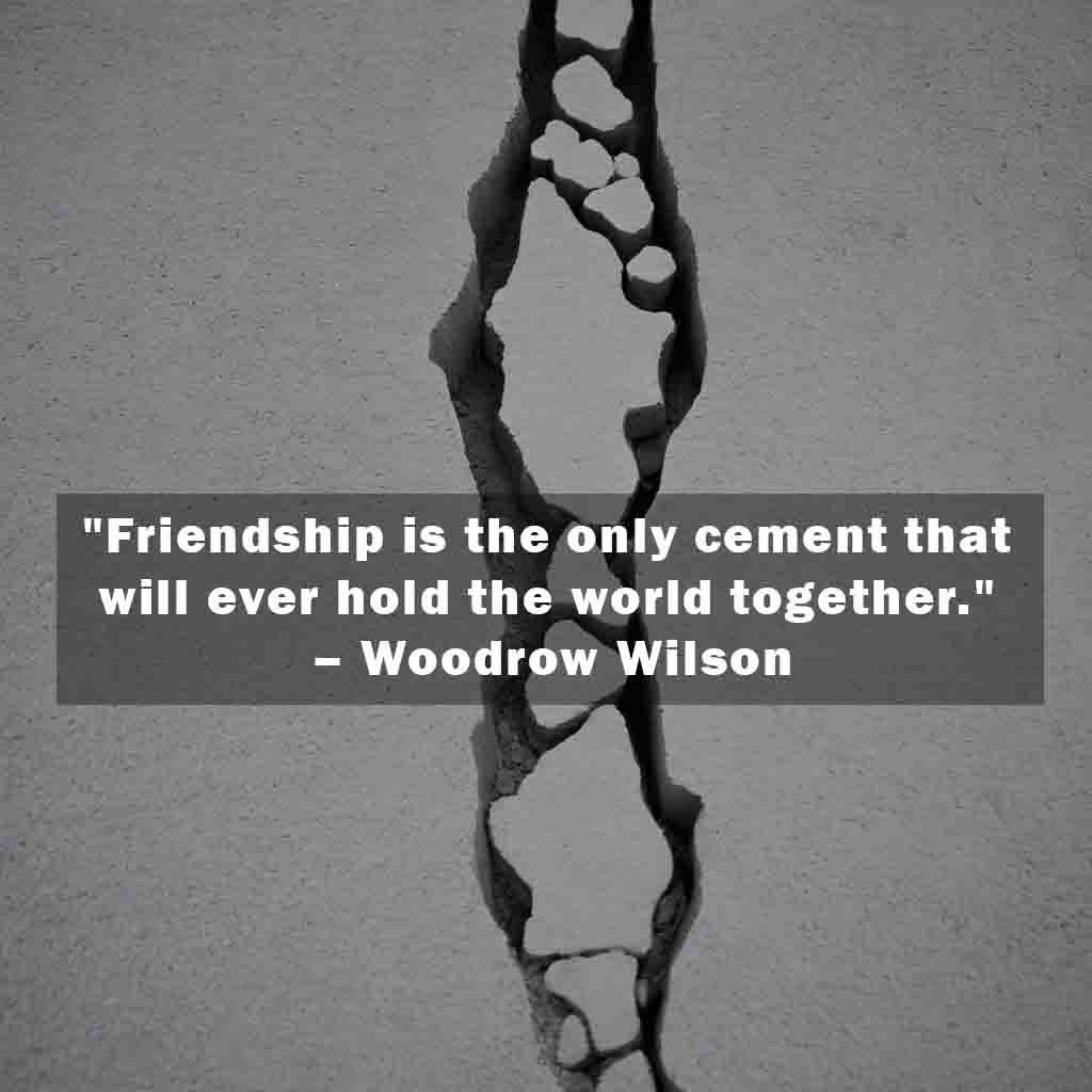 Friendship is the only cement that will ever hold the world together