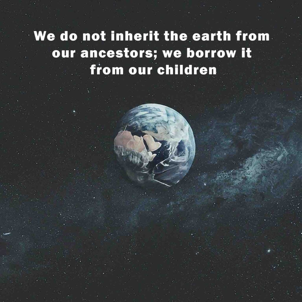 We do not inherit the earth from our ancestors we borrow it from our children 1