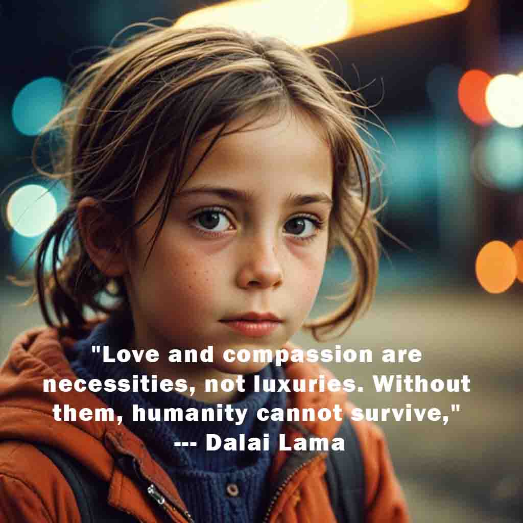 Love and compassion are necessities not luxuries. Without them humanity cannot survive