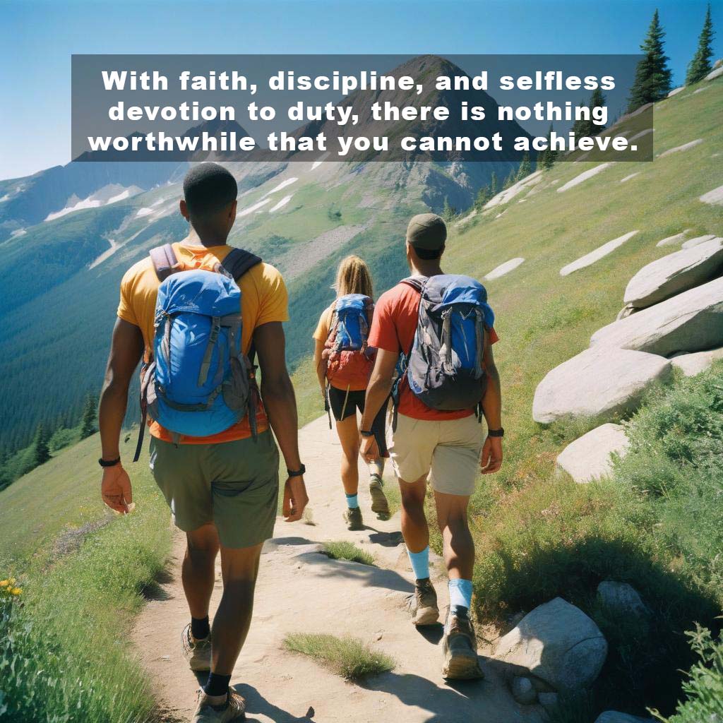 With faith discipline and selfless devotion to duty there is nothing worthwhile that you cannot achieve